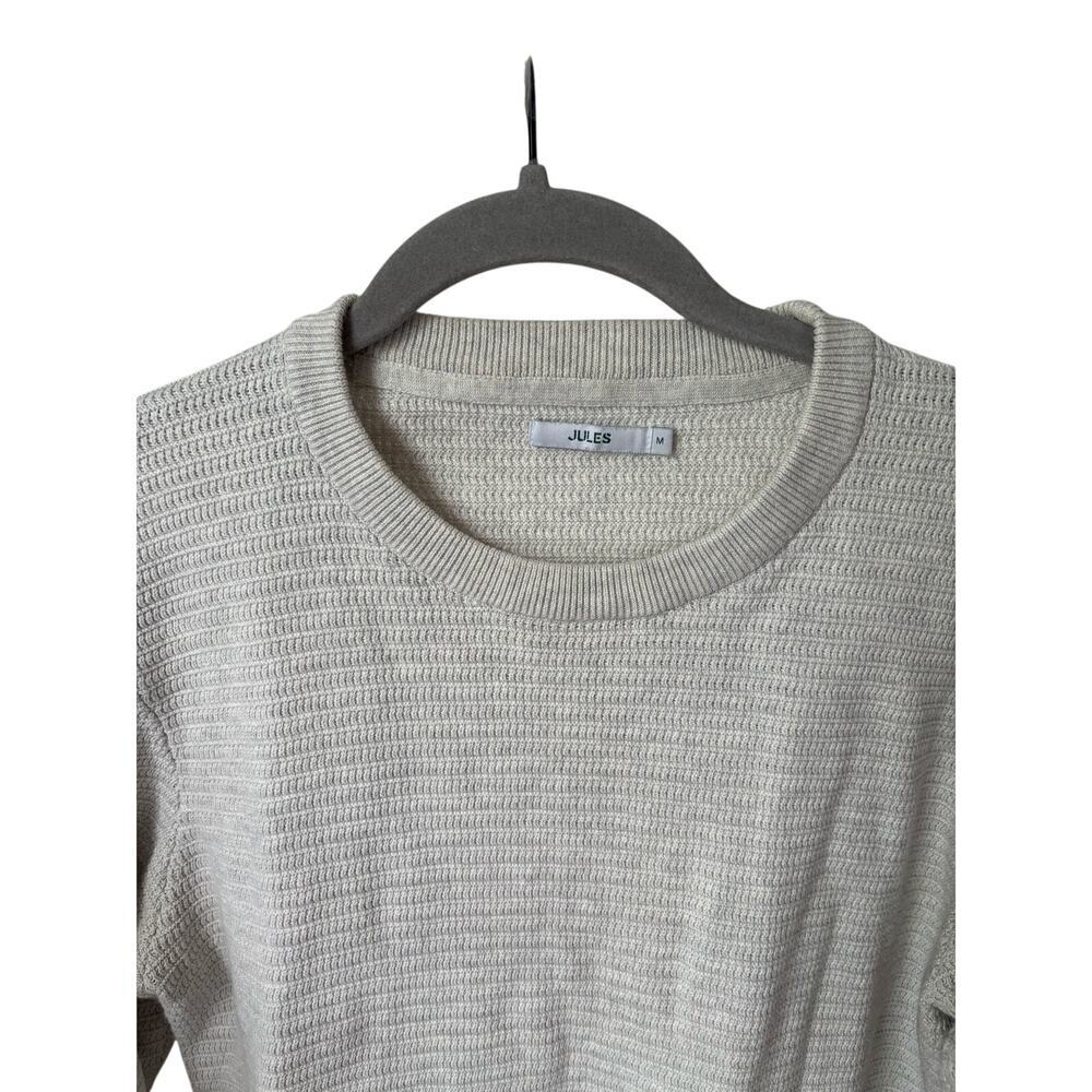 Jules Mens Medium Ivory Textured Knit Sweater Crew Neck Lightweight Pullover - Picture 4 of 8